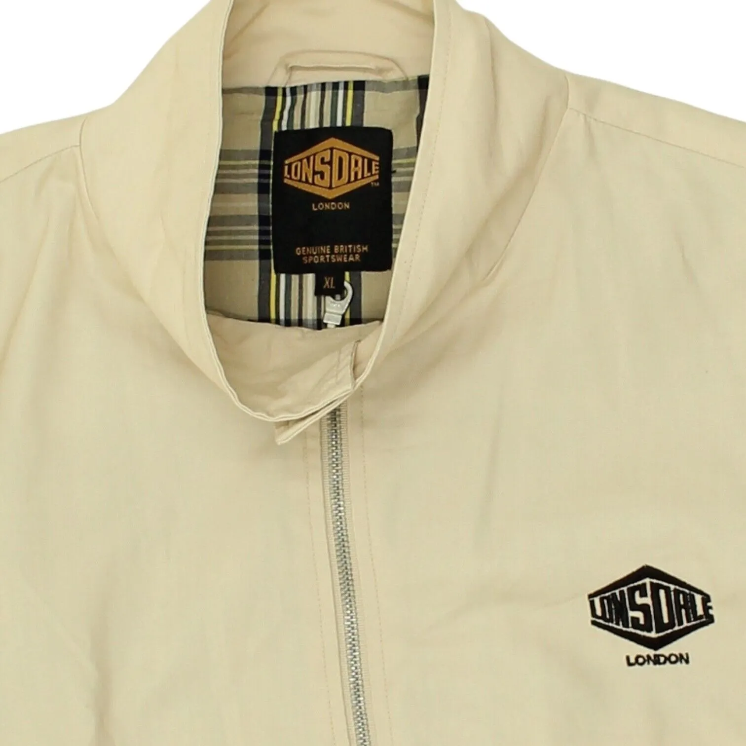 Lonsdale Mens Beige Bomber Jacket | Vintage Casual Boxing Clothing Designer VTG
