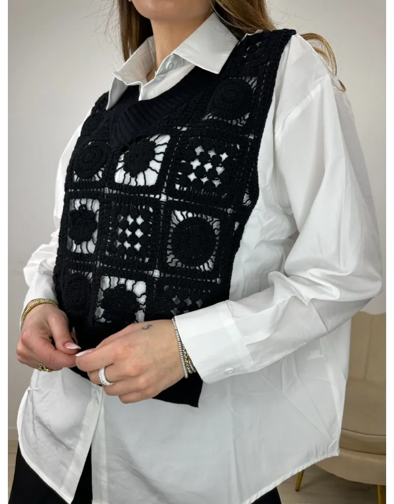 MAGLIA CAMICIA DOREN NERA