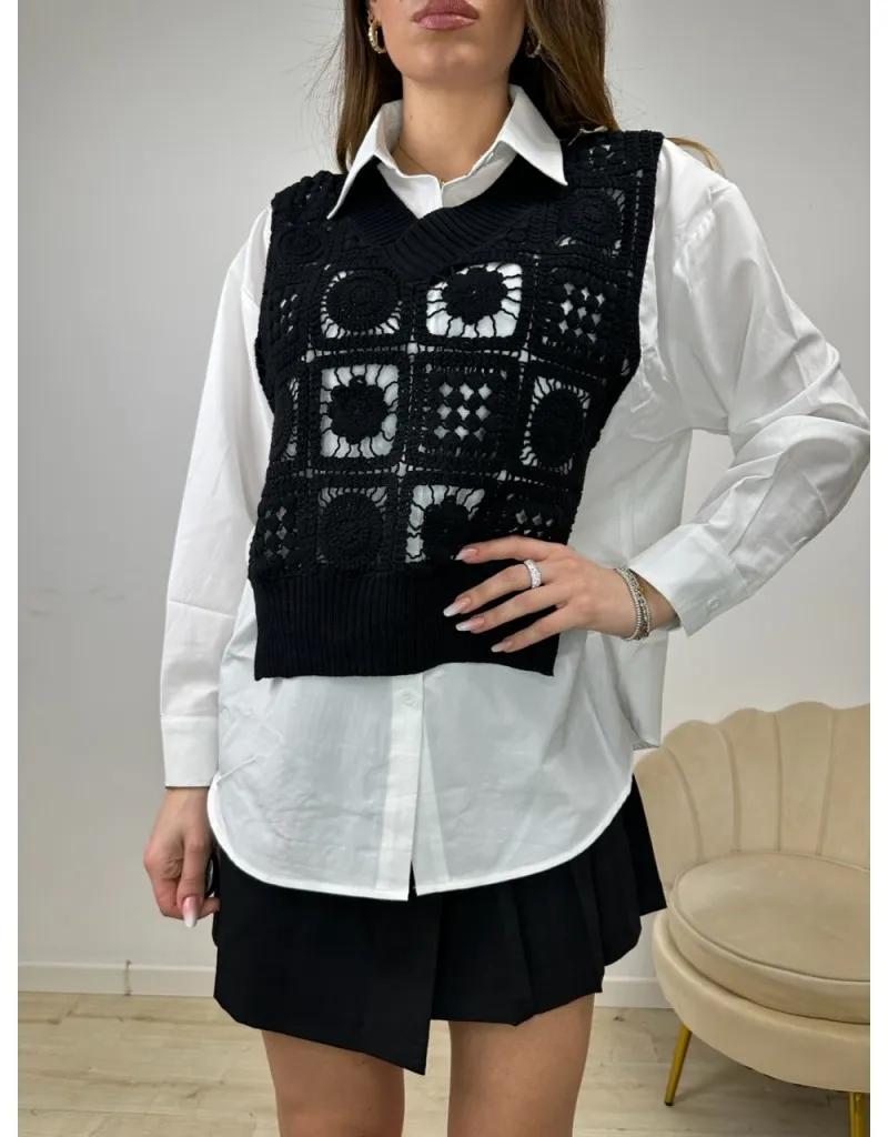 MAGLIA CAMICIA DOREN NERA