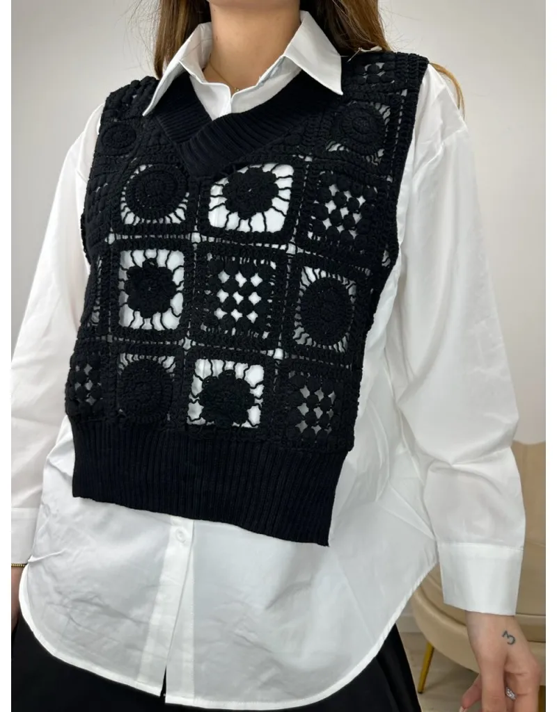MAGLIA CAMICIA DOREN NERA