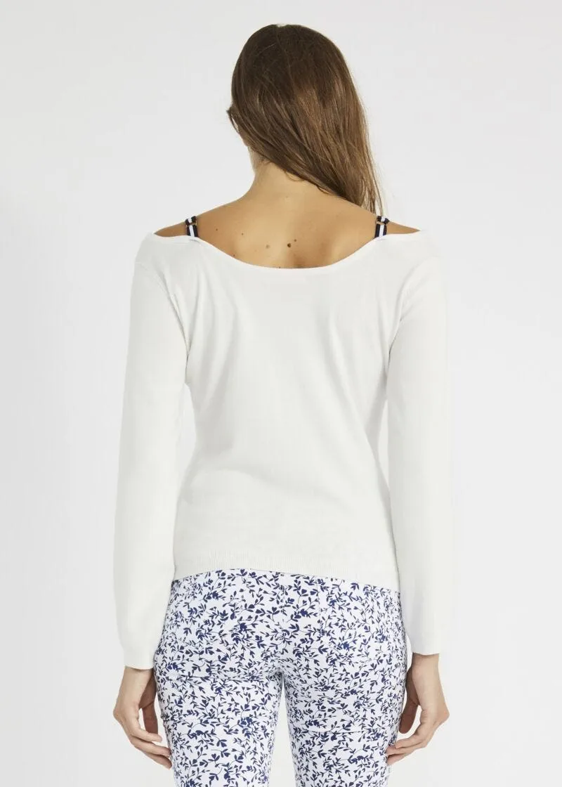 Maglia con spalline in gros grain