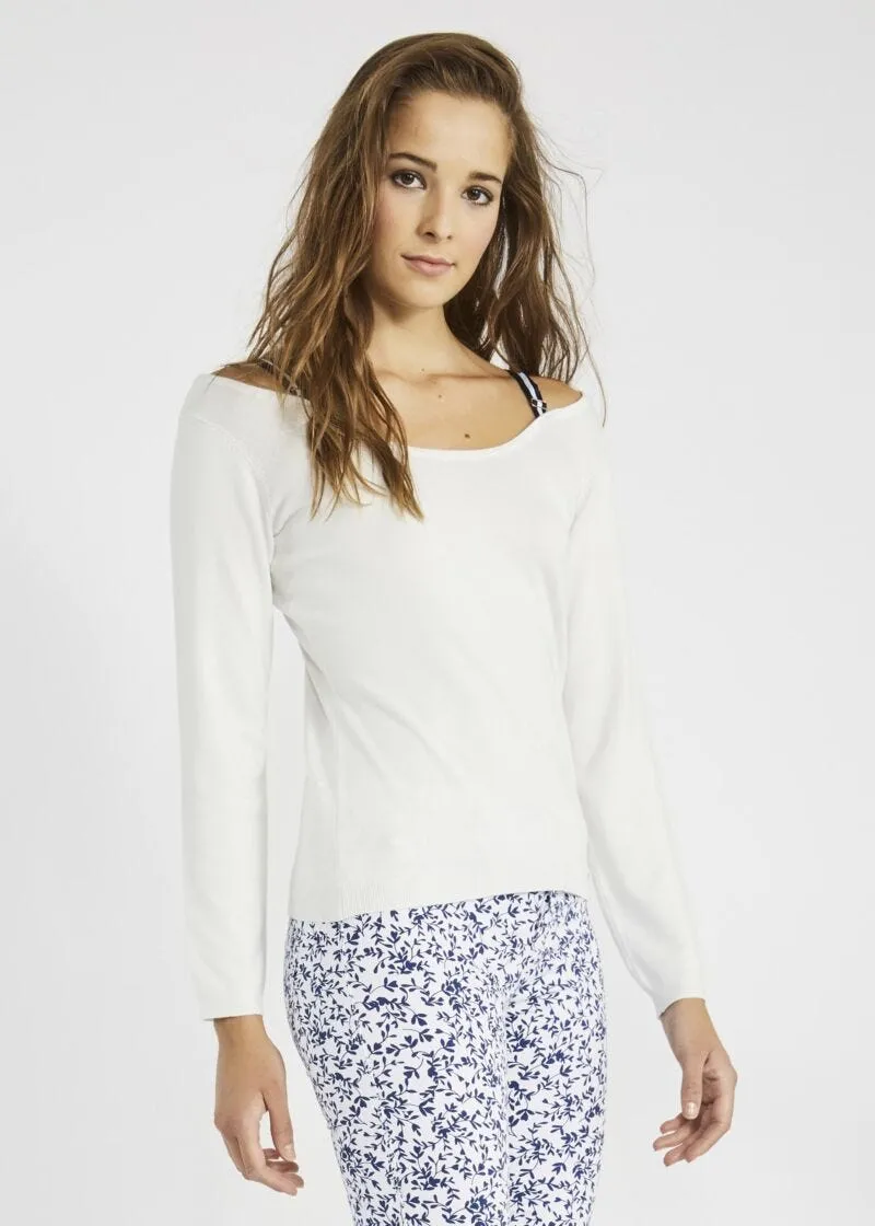 Maglia con spalline in gros grain