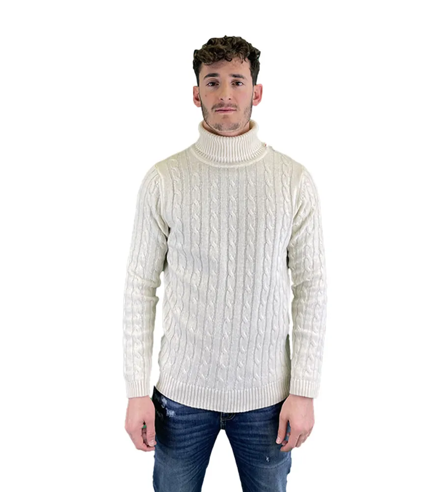 Maglione a collo alto a trecce Uomo Ellemme