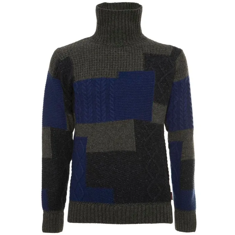 Maglione a collo alto in lana color block 