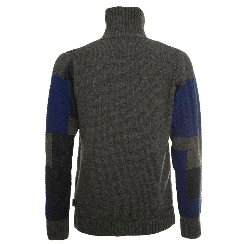 Maglione a collo alto in lana color block 