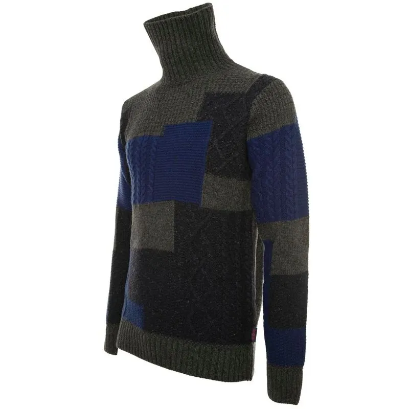 Maglione a collo alto in lana color block 