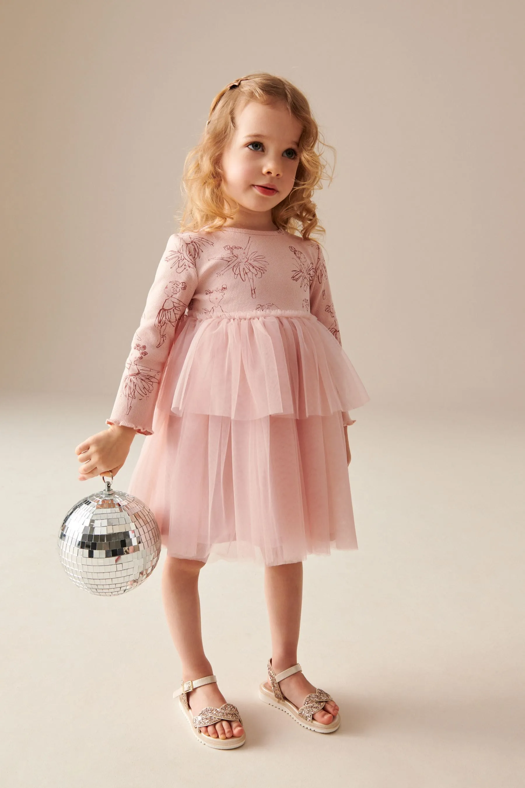 Manica Lunga Mesh Vestito (3mesi -7anni)    