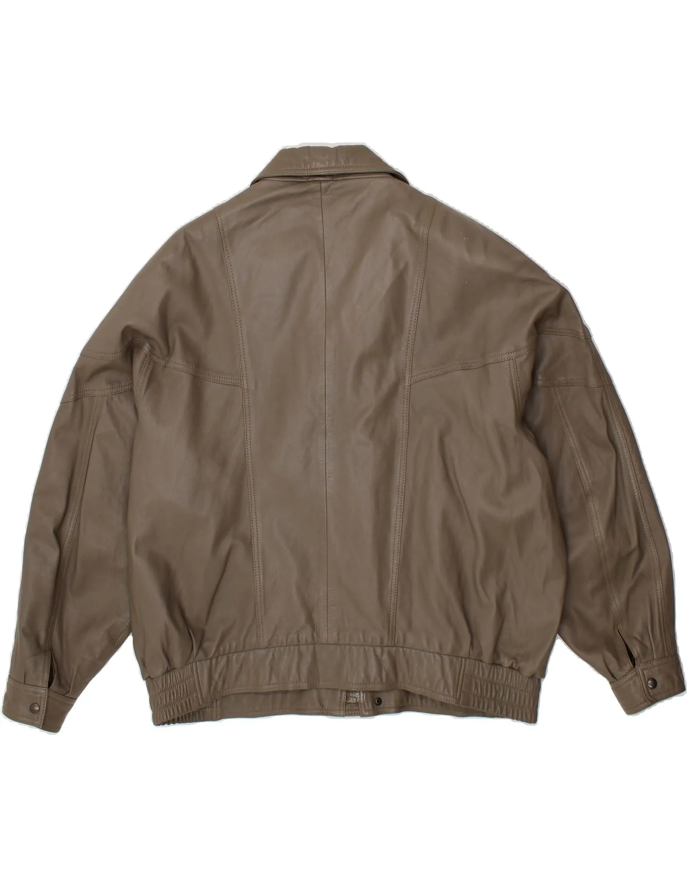 MAX MOSER Mens Leather Jacket UK 44 2XL Grey Leather