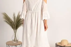 Maxi abito mare con ricamo Fioranna, bianco