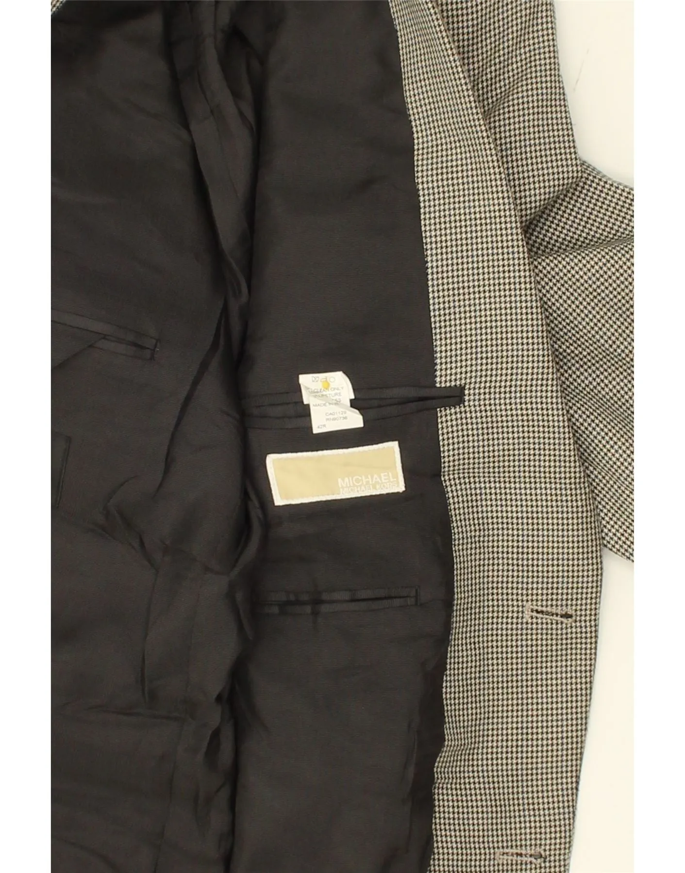 MICHAEL KORS Mens 2 Button Blazer Jacket UK 42 XL Grey Houndstooth