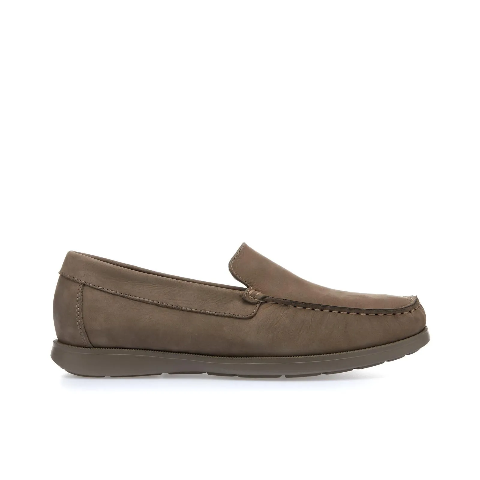 Mocassini beige in pelle con cuciture