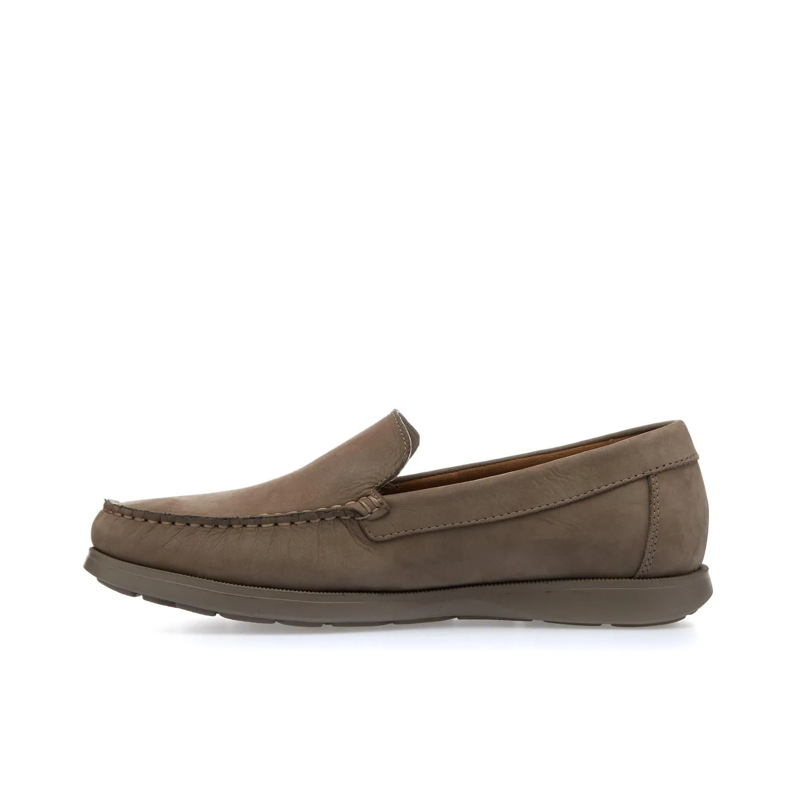 Mocassini beige in pelle con cuciture