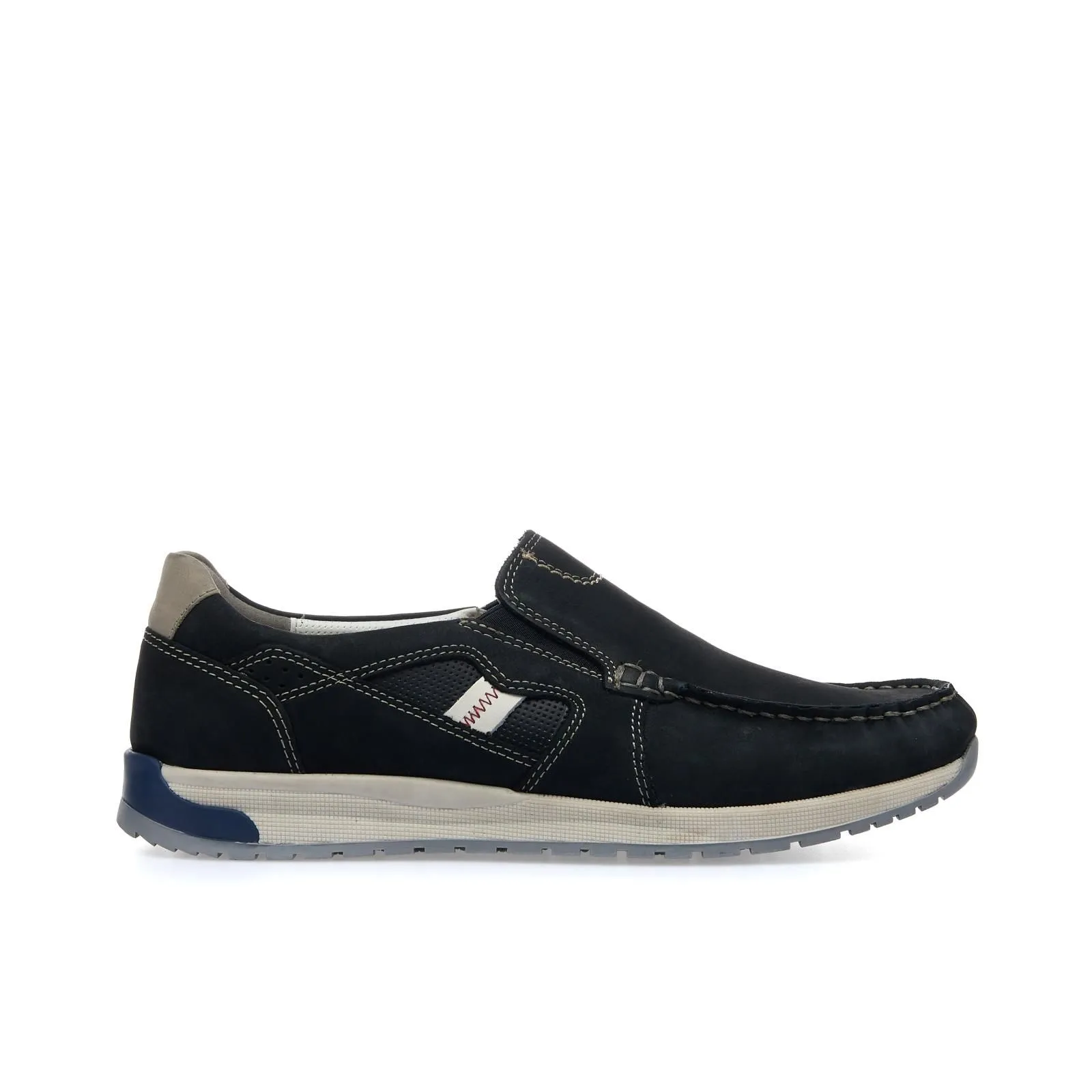 Mocassini blu in pelle da uomo
