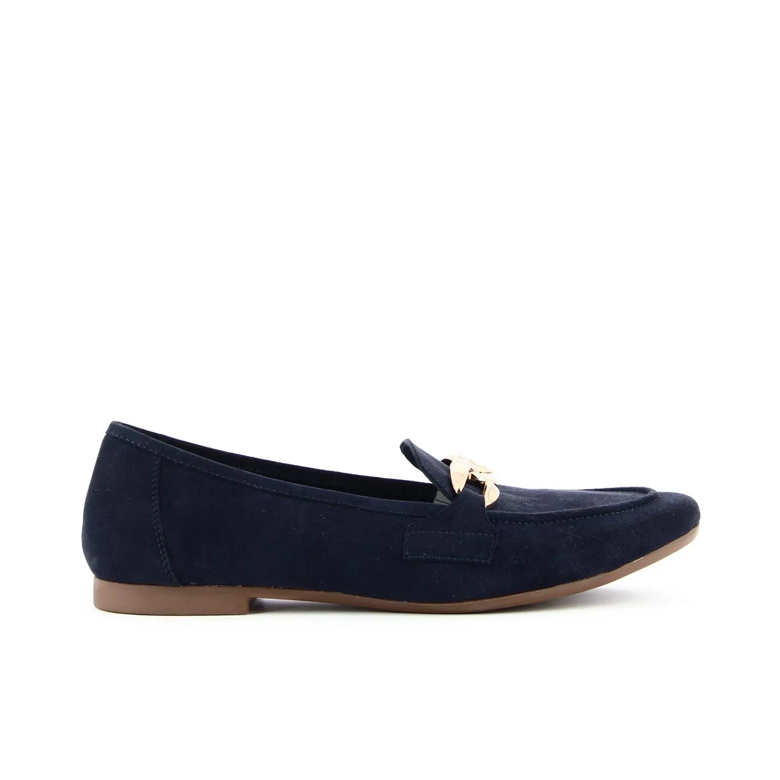 Mocassini blu in suede con catena