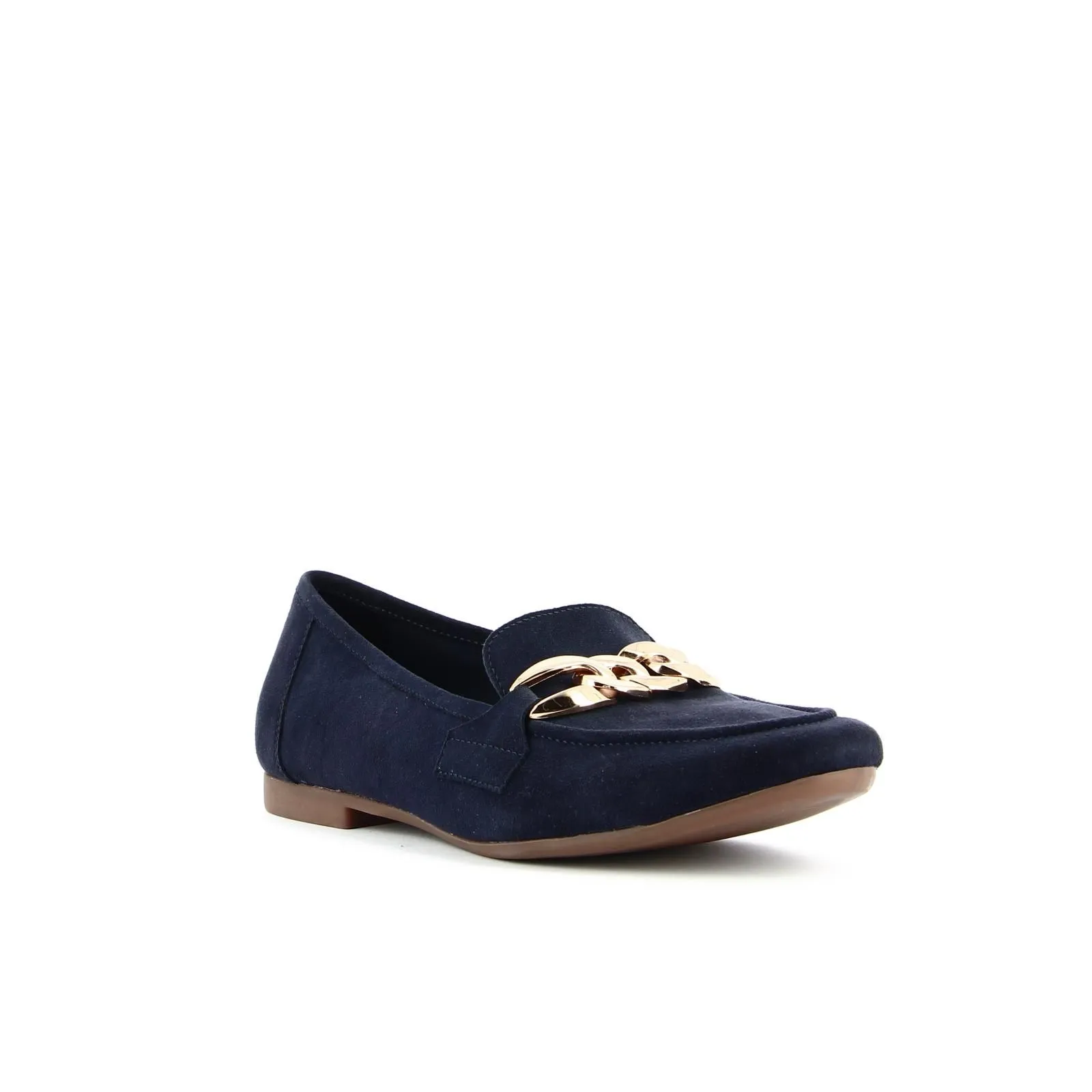 Mocassini blu in suede con catena