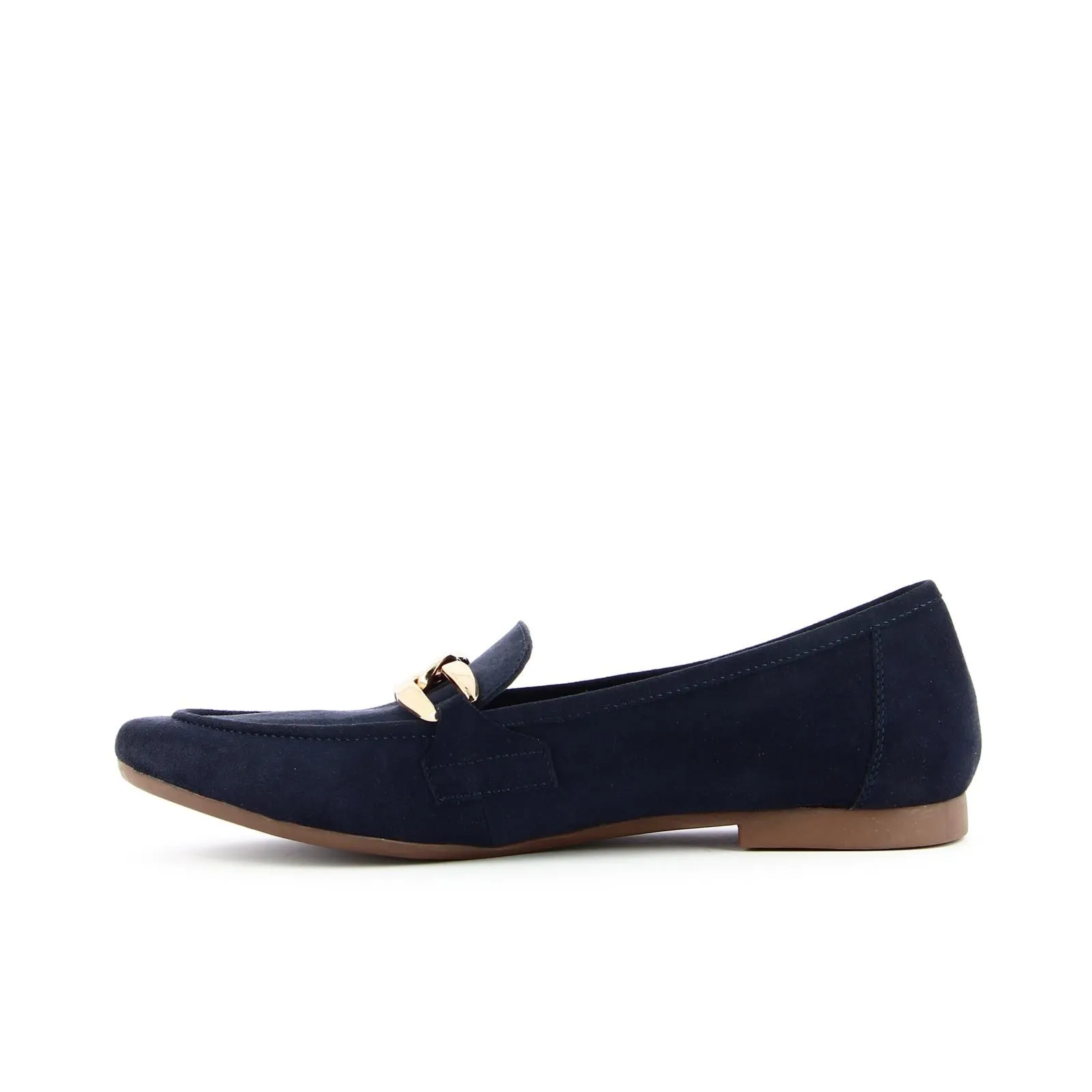 Mocassini blu in suede con catena