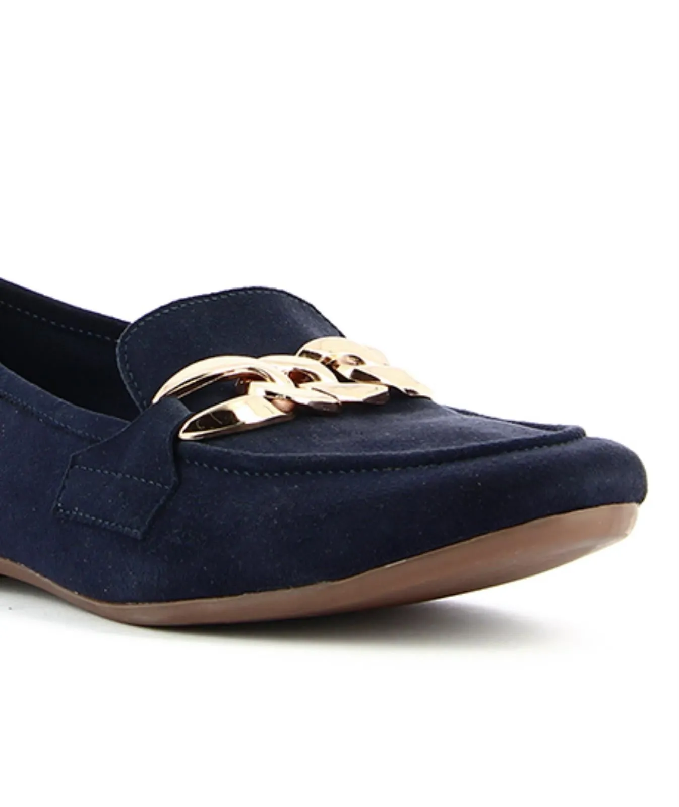 Mocassini blu in suede con catena