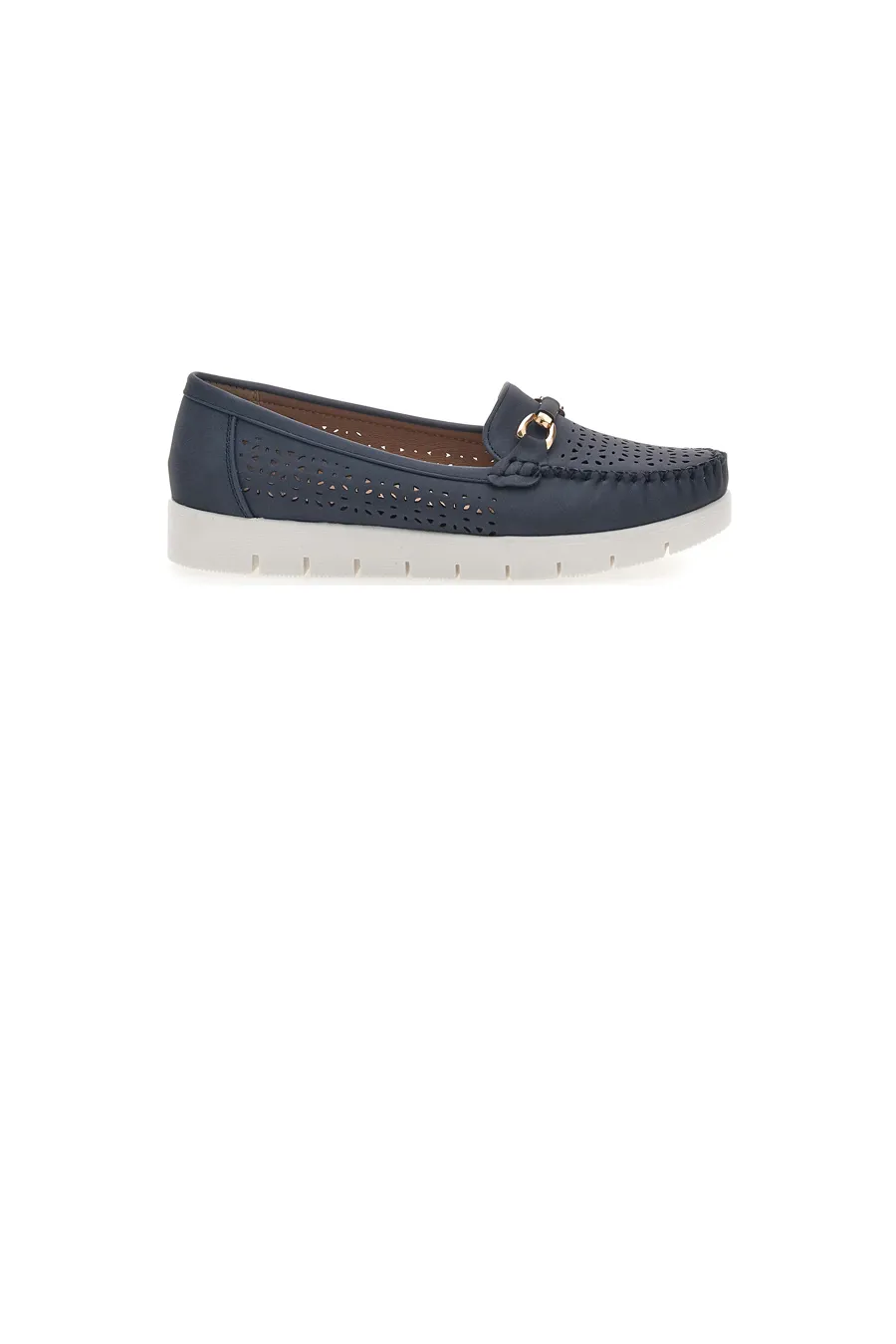 Mocassini Blu Traforati Prima Riga 3178