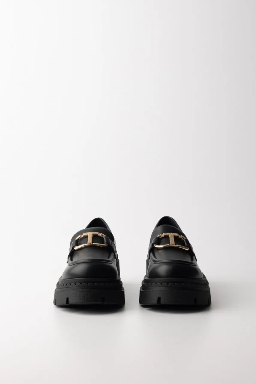 Mocassini con logo Oval T Nero