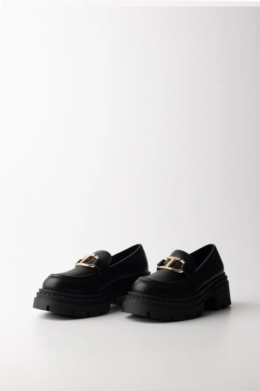 Mocassini con logo Oval T Nero