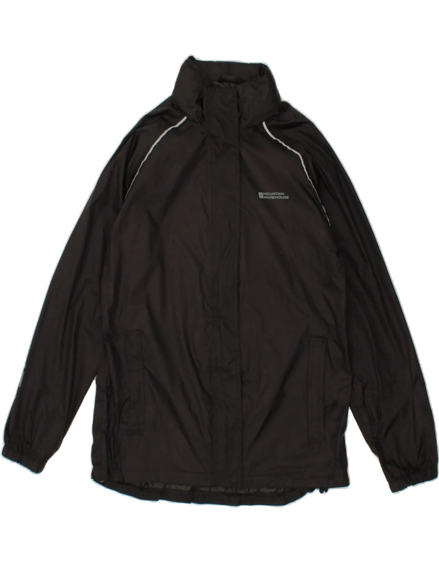MOUNTAIN WAREHOUSE Womens Rain Jacket UK 12 Medium  Black Nylon
