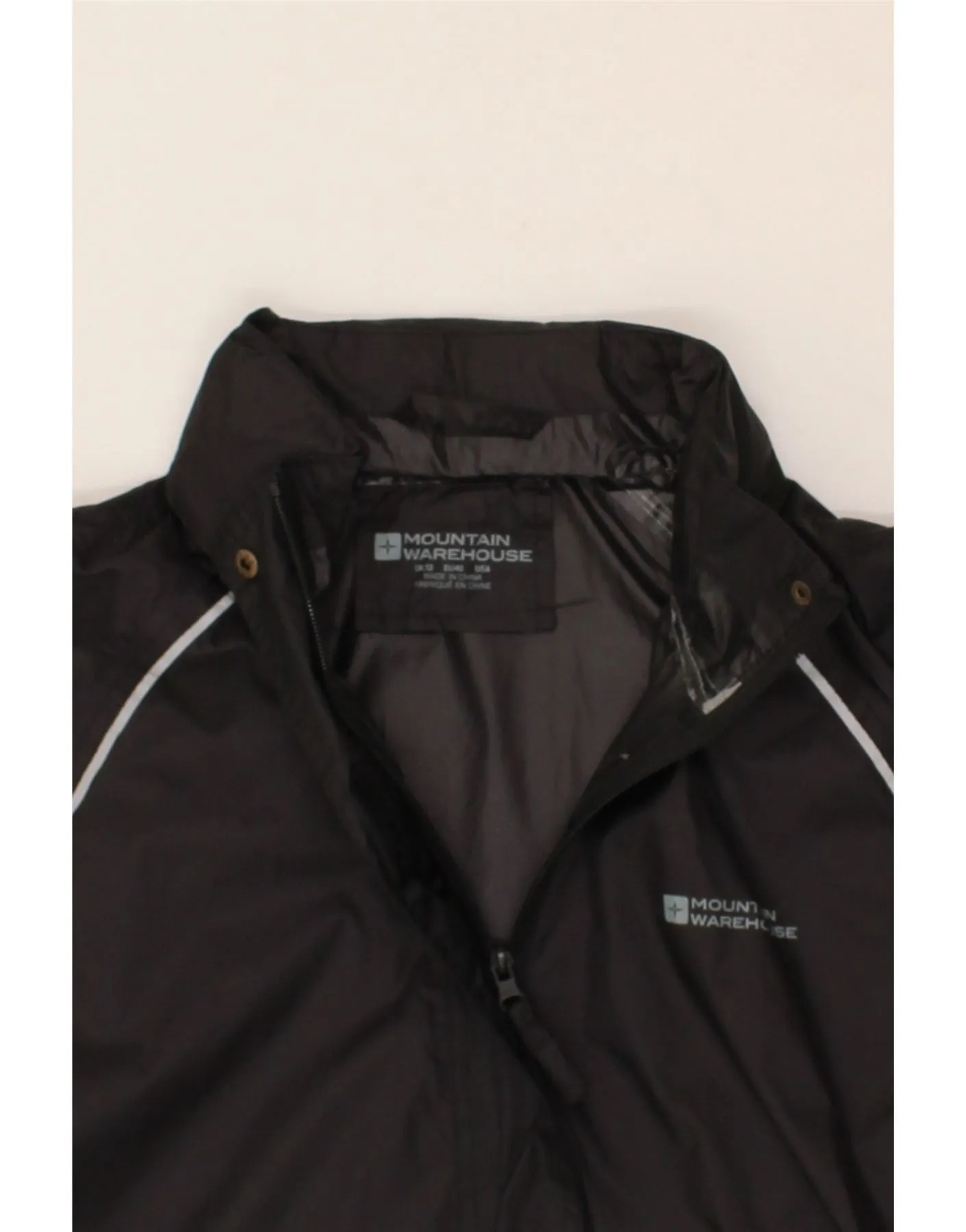 MOUNTAIN WAREHOUSE Womens Rain Jacket UK 12 Medium  Black Nylon