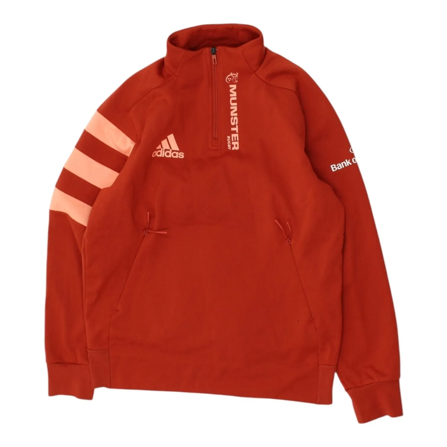 Munster Rugby Mens Red Half Zip Adidas Training Jacket | Sportswear Jumper VTG