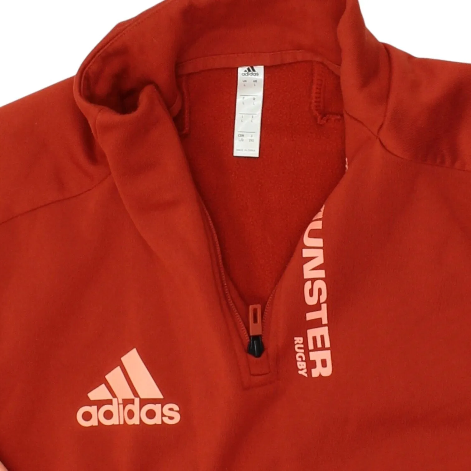 Munster Rugby Mens Red Half Zip Adidas Training Jacket | Sportswear Jumper VTG