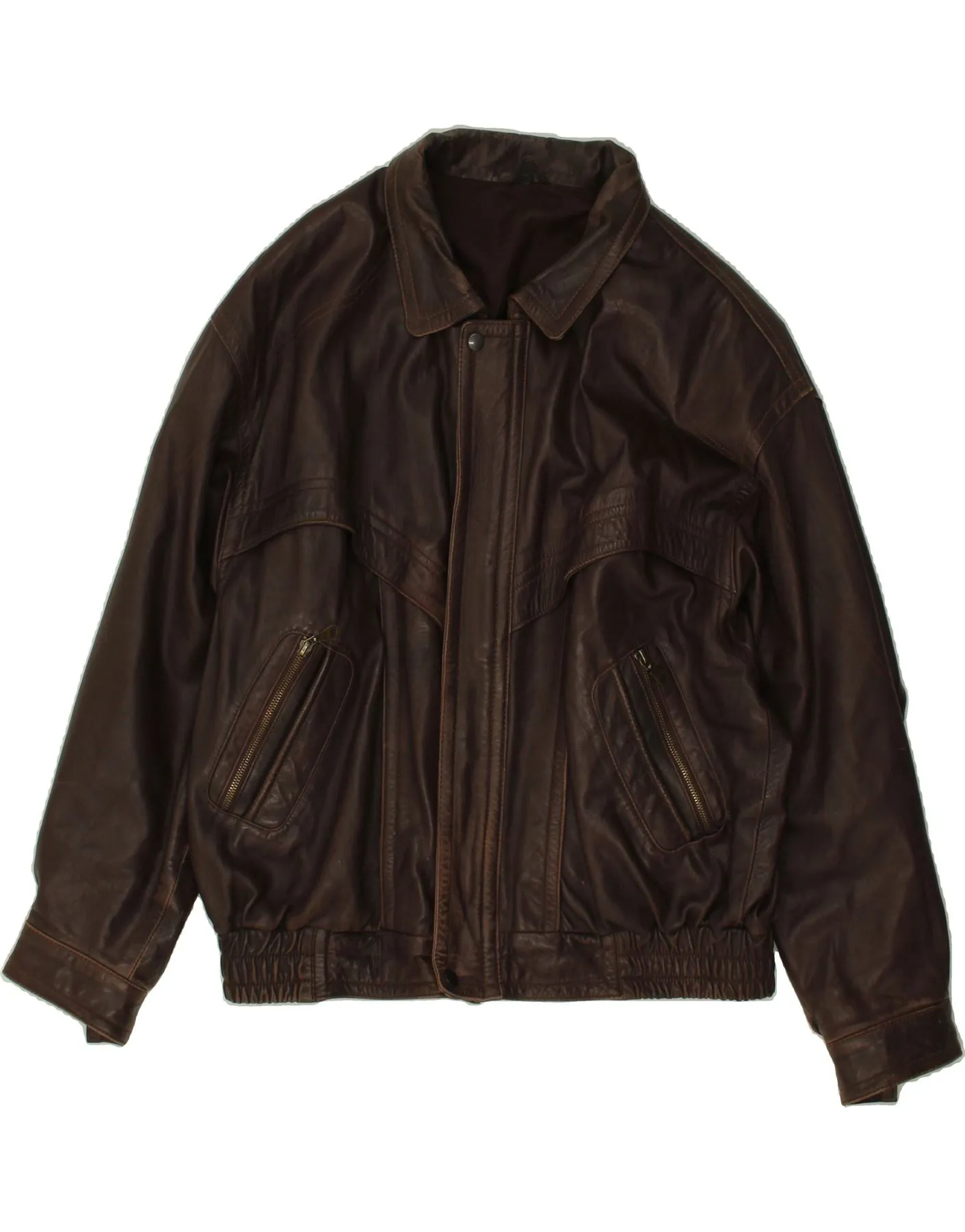 NEW FAST Mens Leather Jacket UK 40 Large Brown Leather