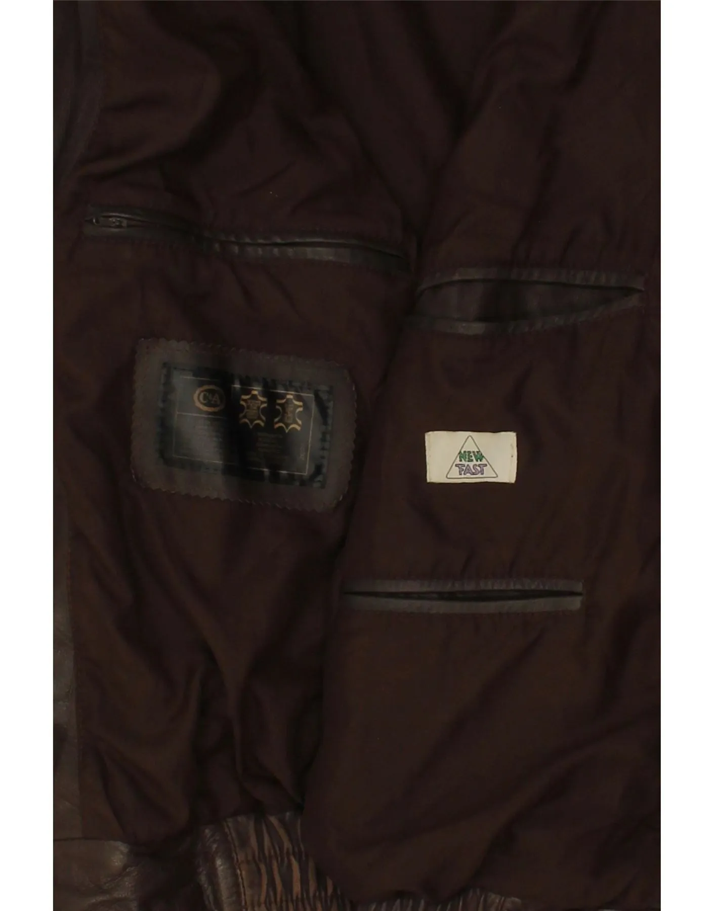 NEW FAST Mens Leather Jacket UK 40 Large Brown Leather