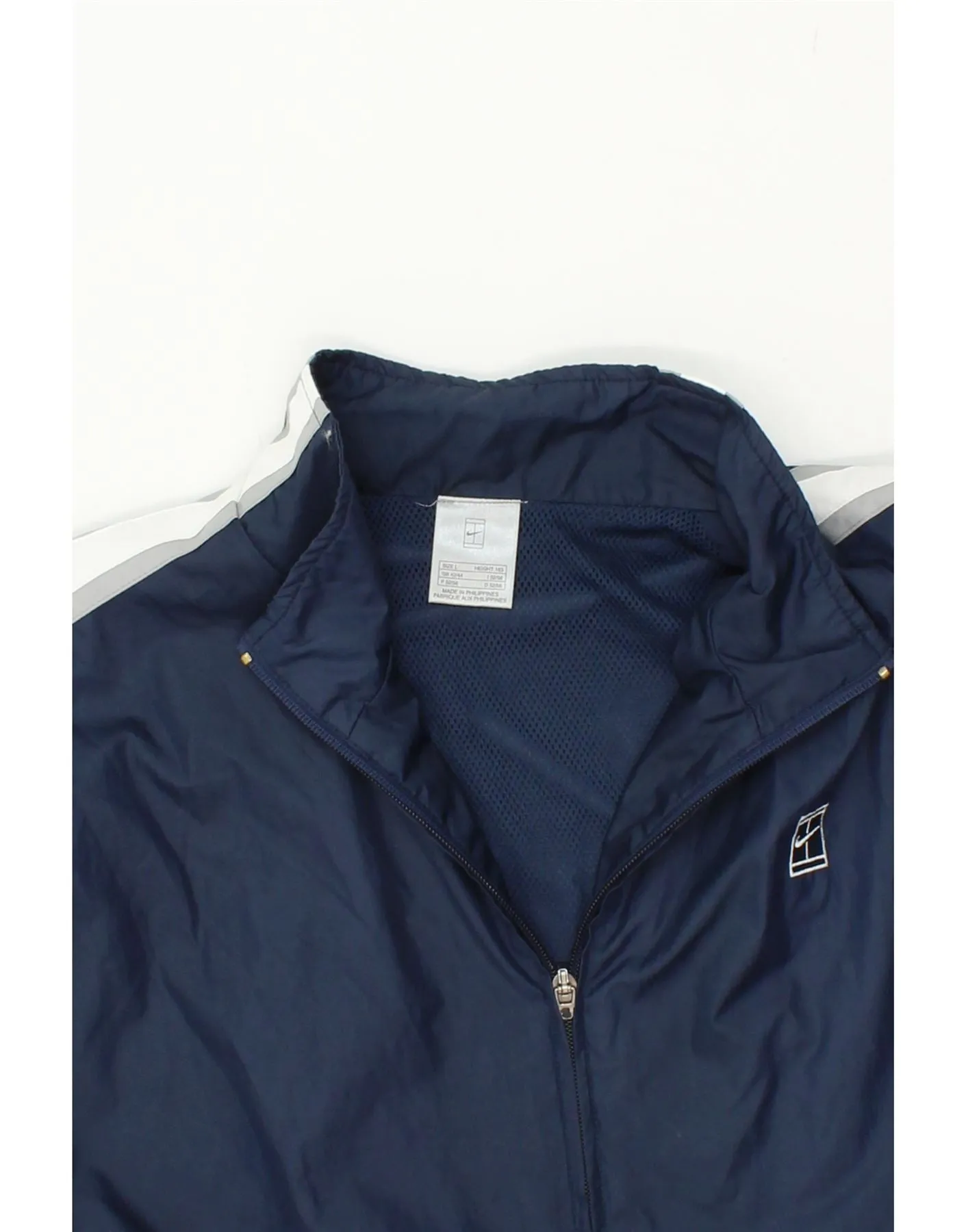 NIKE Mens Tracksuit Top Jacket UK 42/44 Large Navy Blue Colourblock