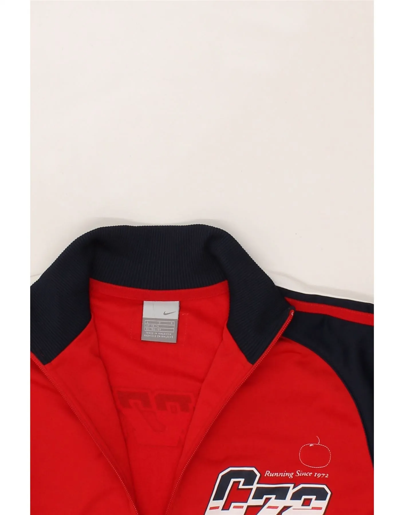 NIKE Womens Graphic Tracksuit Top Jacket UK 14/16 Large Red Colourblock