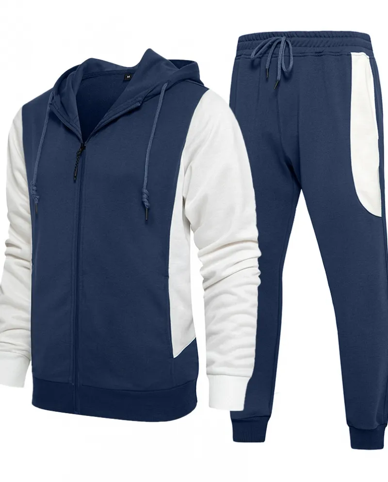Nuova felpa e pantaloni della tuta Athleisure a contrasto con cappuccio da uomo