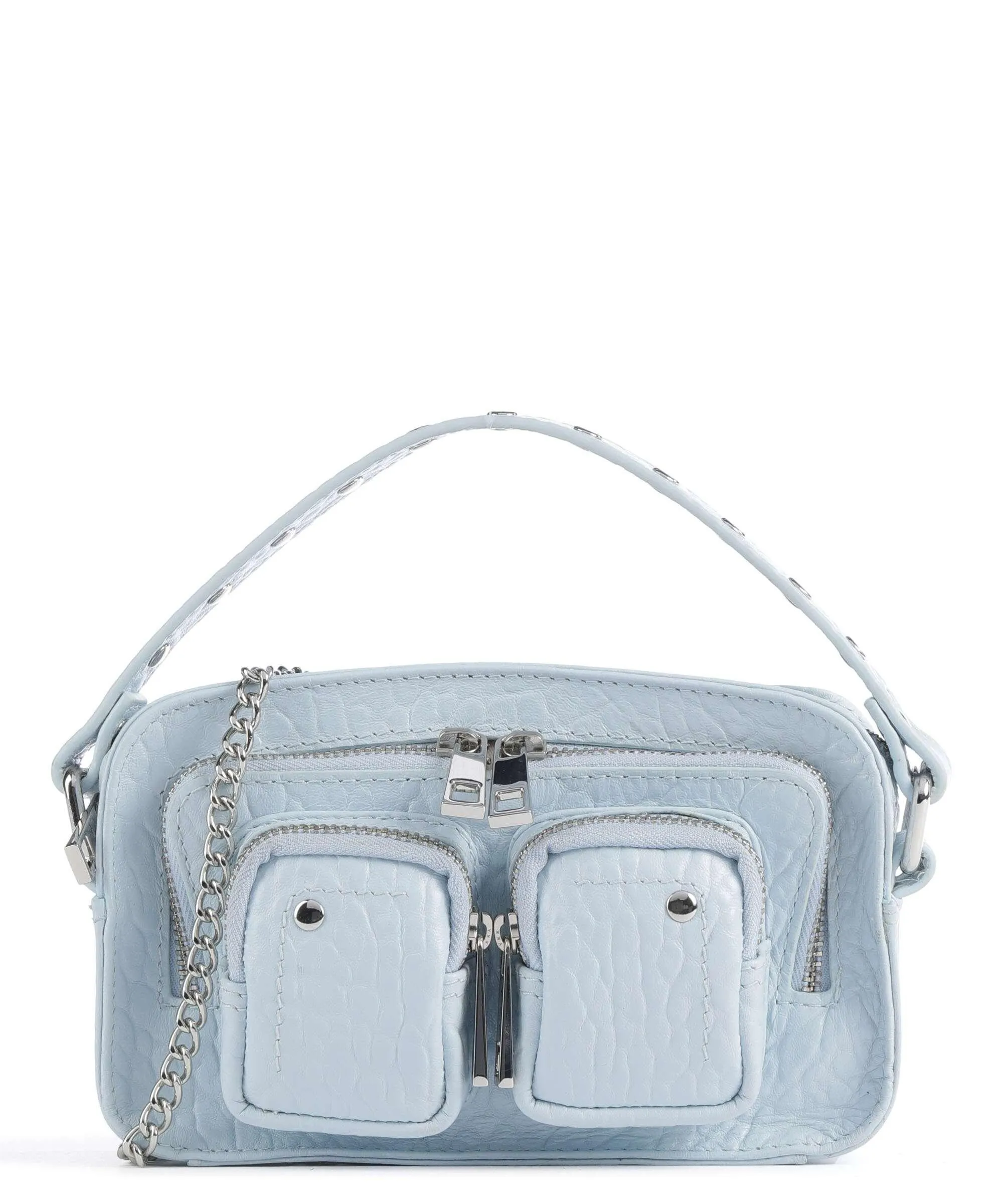  Núnoo New Zealand Helena Borsa a tracolla pelle in rilievo blu chiaro  