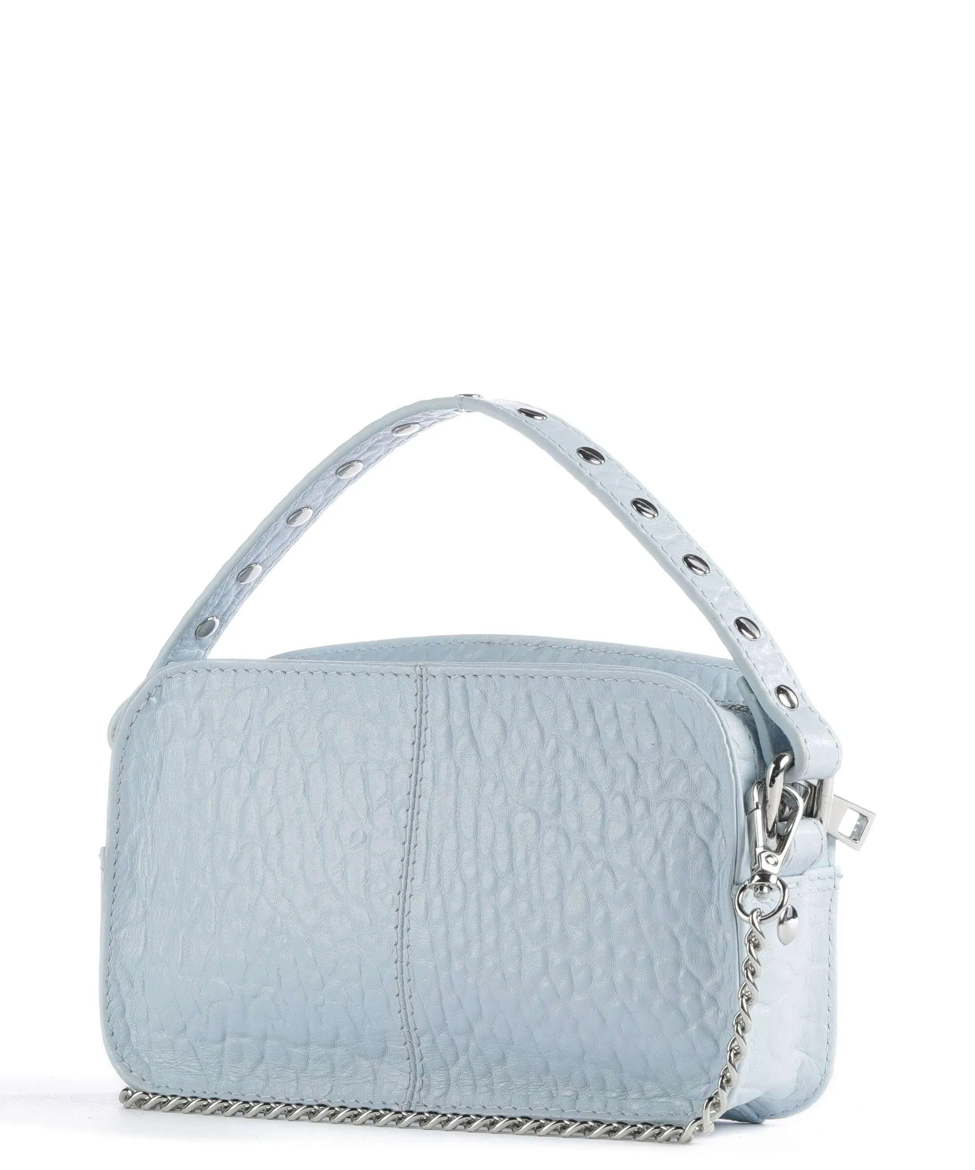  Núnoo New Zealand Helena Borsa a tracolla pelle in rilievo blu chiaro  