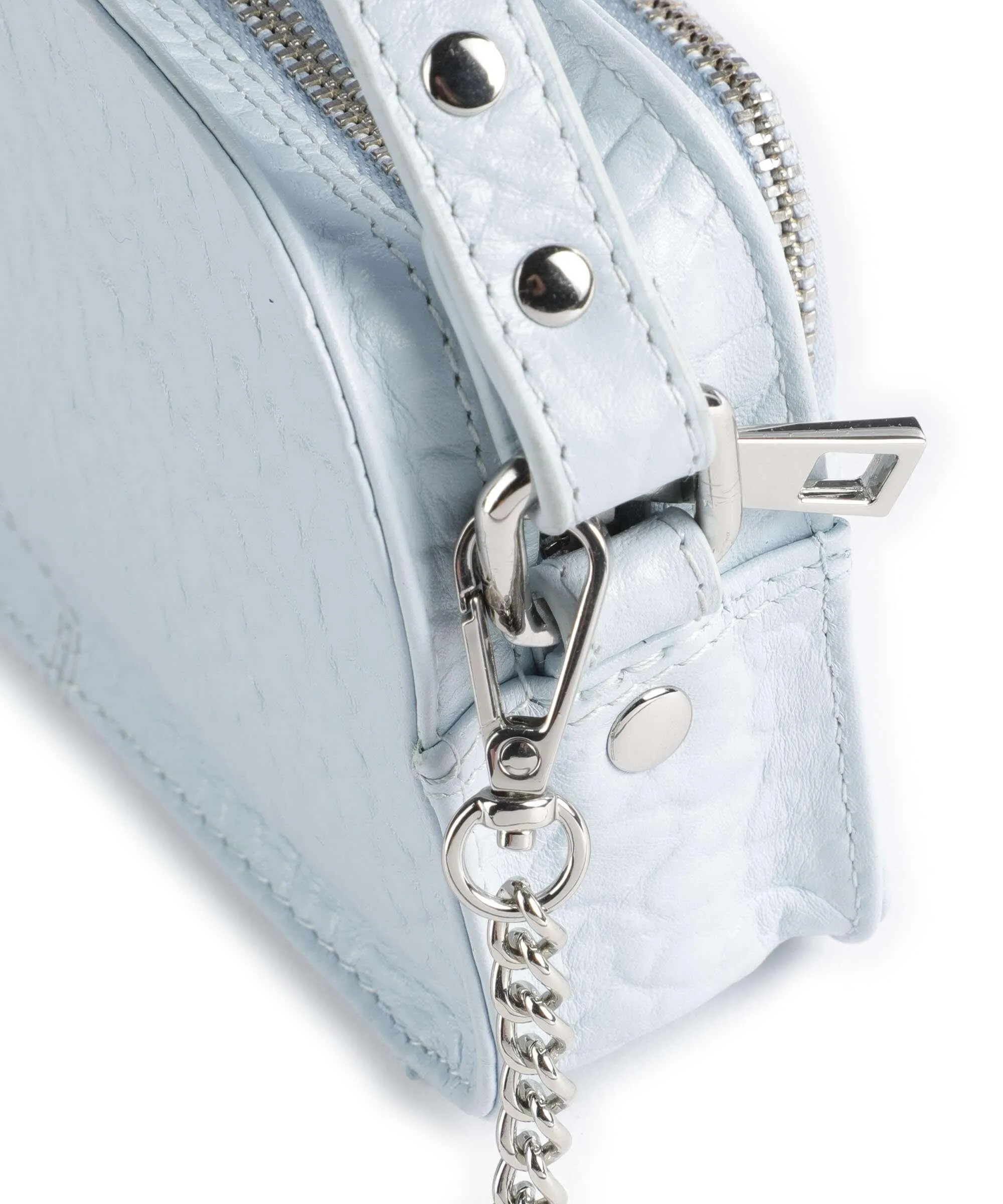  Núnoo New Zealand Helena Borsa a tracolla pelle in rilievo blu chiaro  