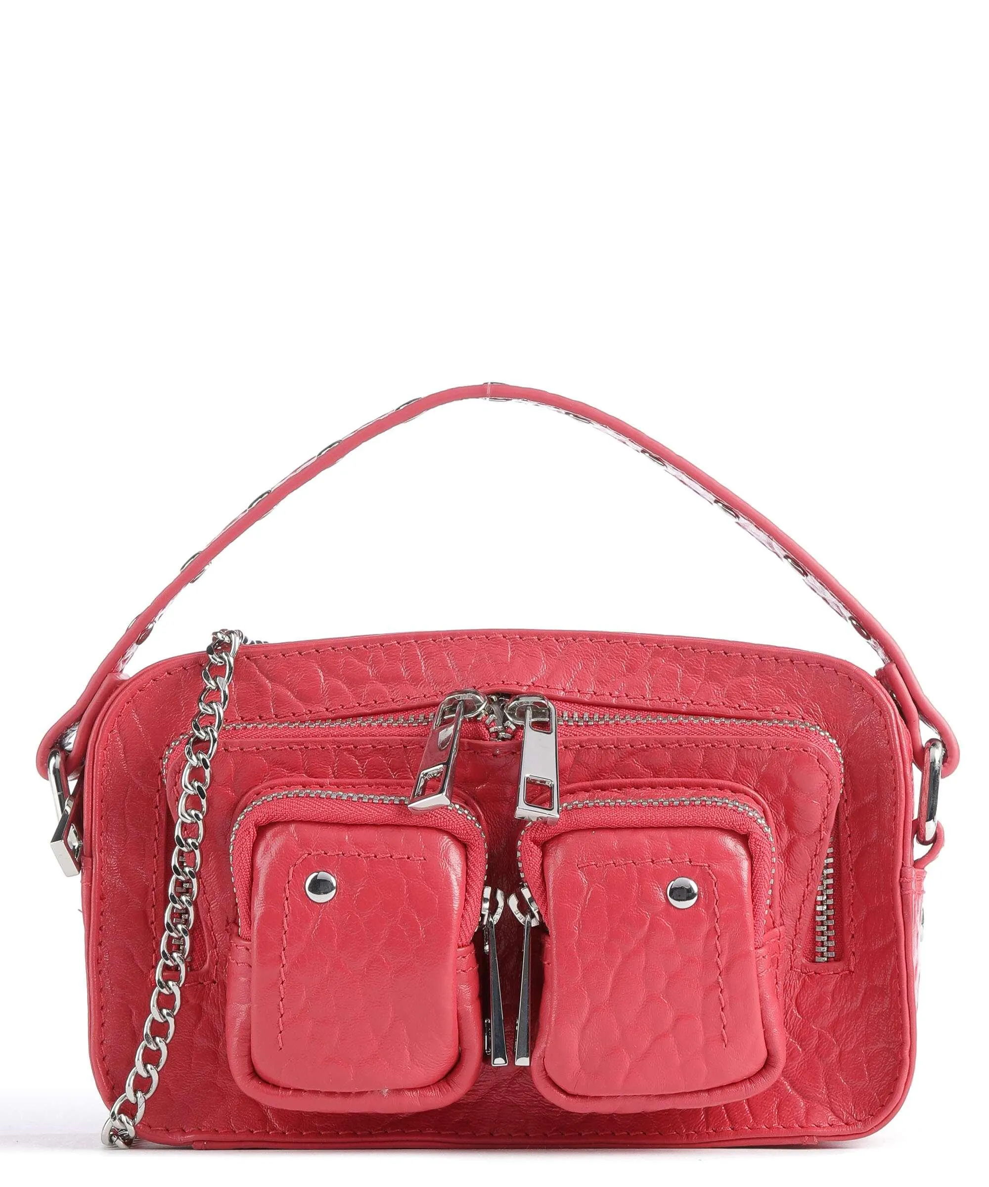  Núnoo New Zealand Helena Borsa a tracolla pelle in rilievo rosso  
