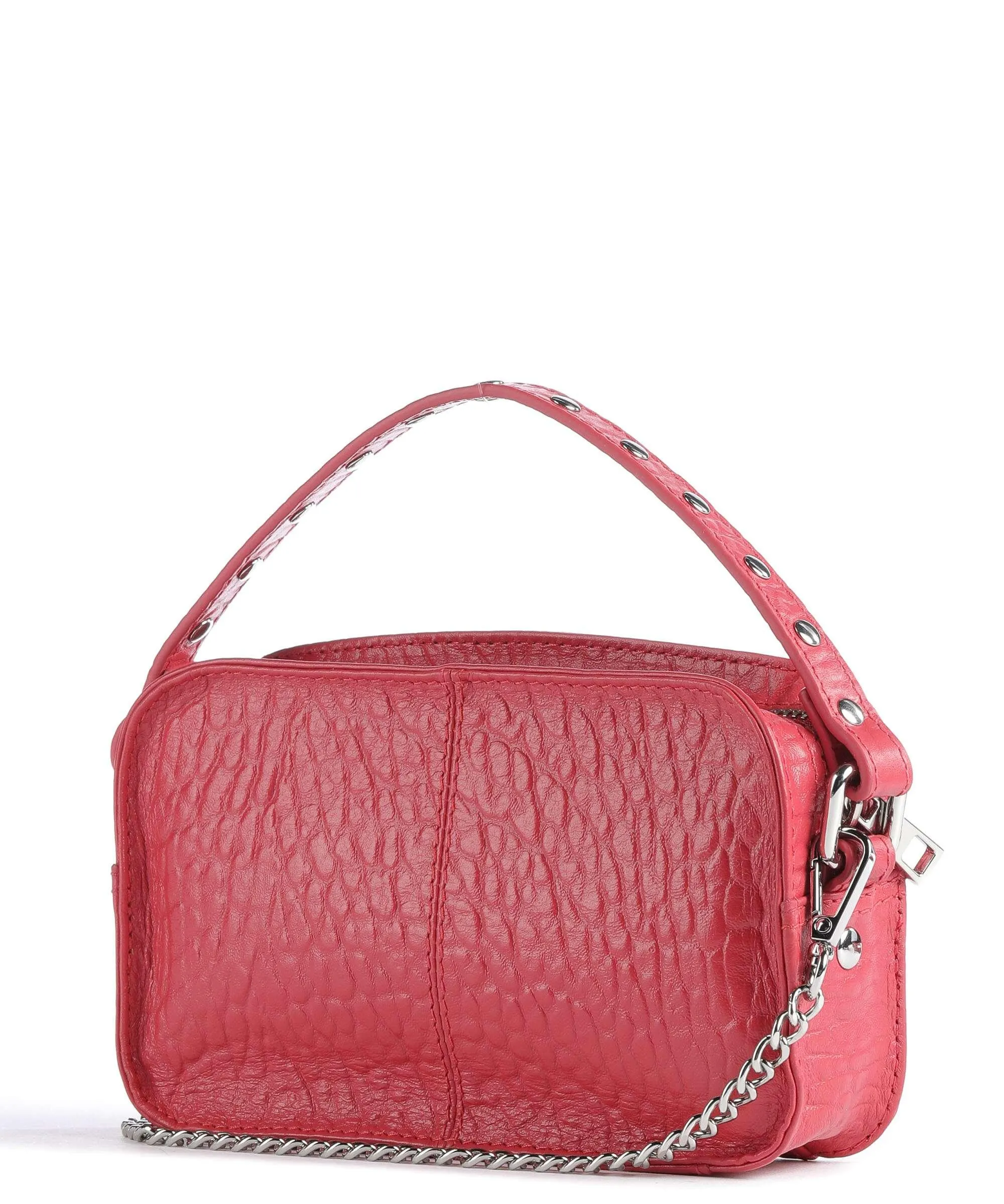  Núnoo New Zealand Helena Borsa a tracolla pelle in rilievo rosso  