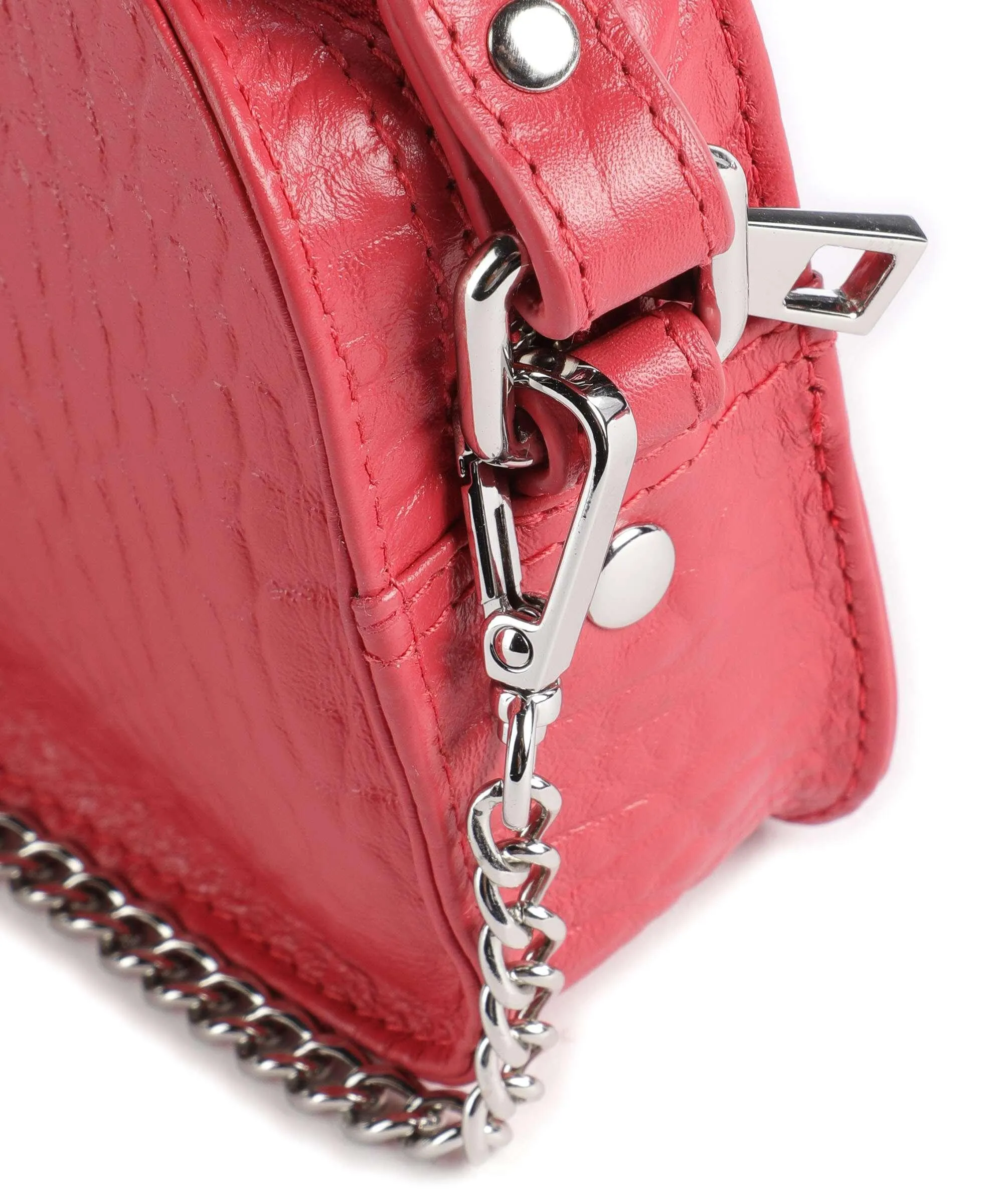  Núnoo New Zealand Helena Borsa a tracolla pelle in rilievo rosso  