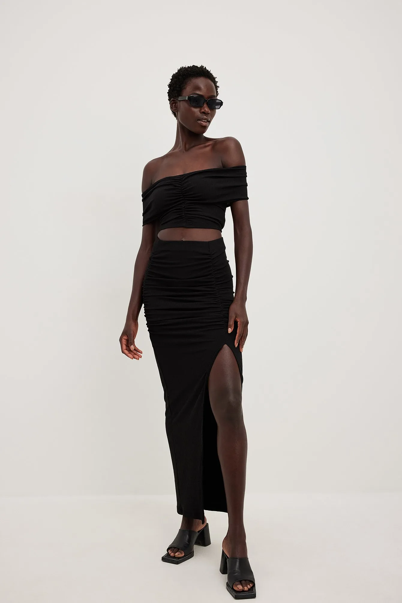 OFF SHOULDER ROUCHED - T-shirt basic
