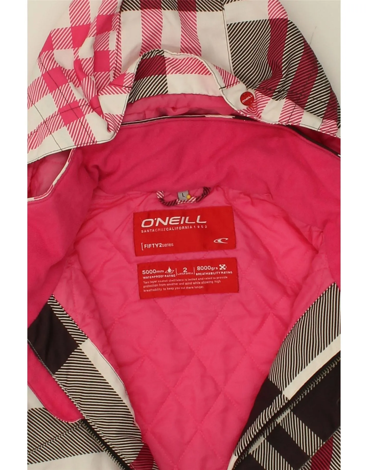 O'NEILL Womens Hooded Windbreaker Jacket UK 16 Large Multicoloured Check