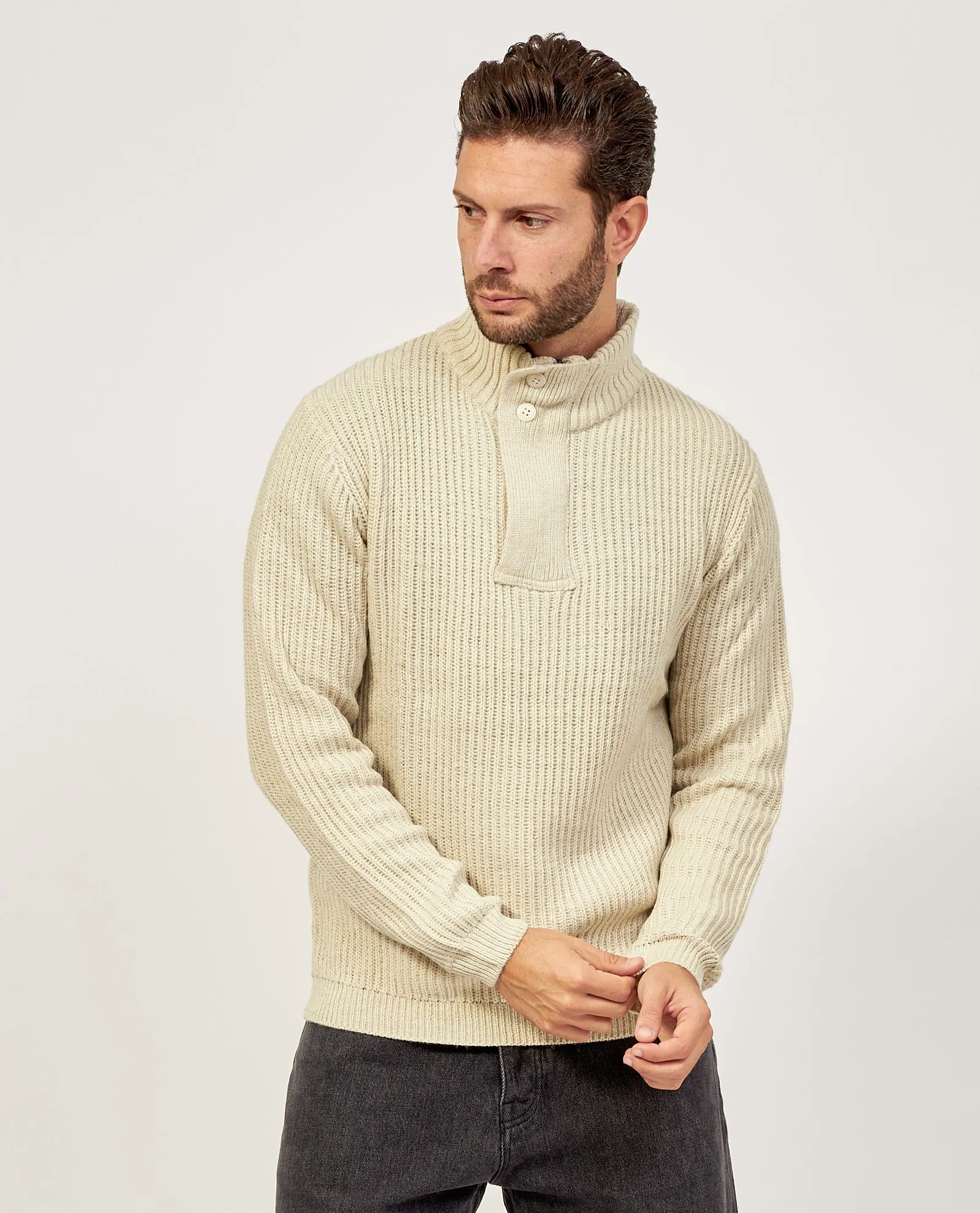 OutletYES ZEE      Maglione a collo alto Yes Zee con bottoni
