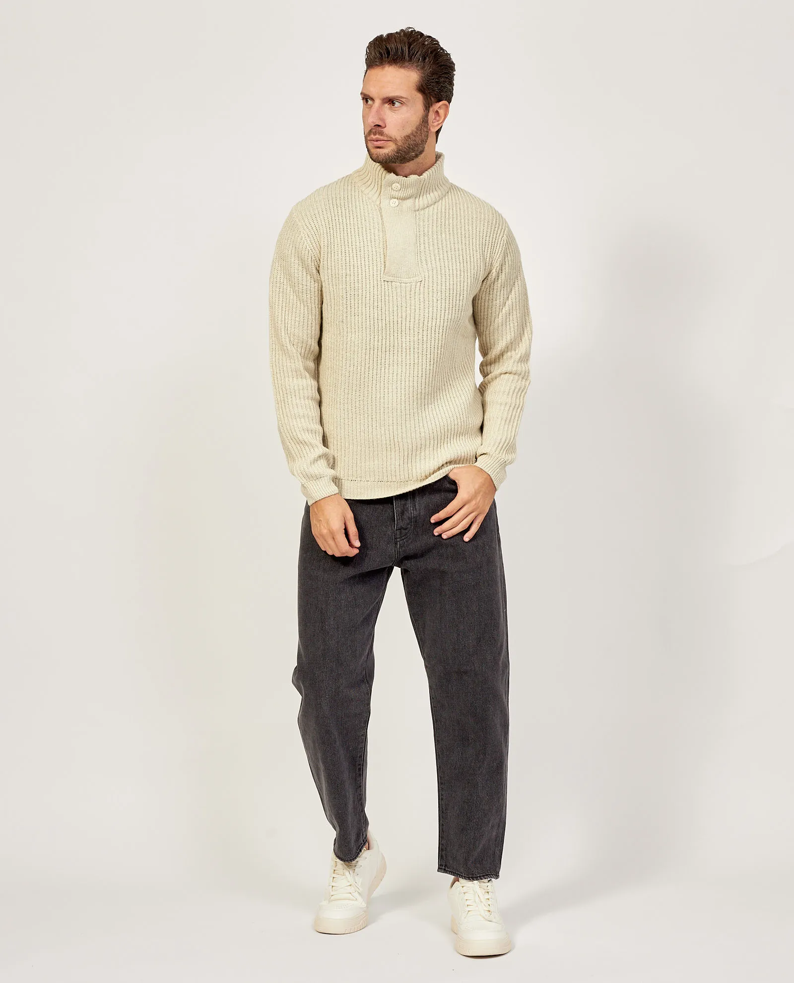 OutletYES ZEE      Maglione a collo alto Yes Zee con bottoni