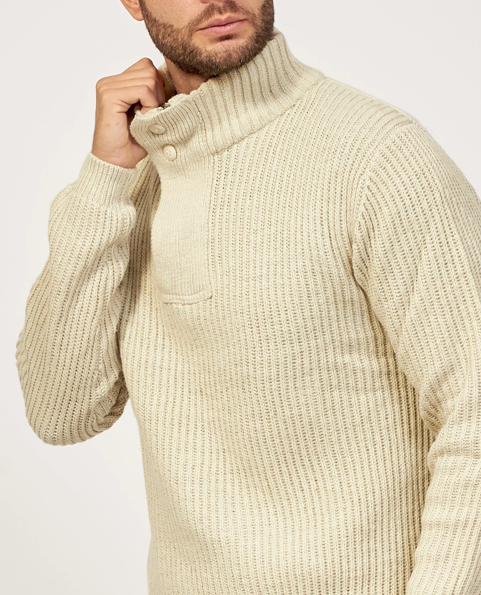 OutletYES ZEE      Maglione a collo alto Yes Zee con bottoni
