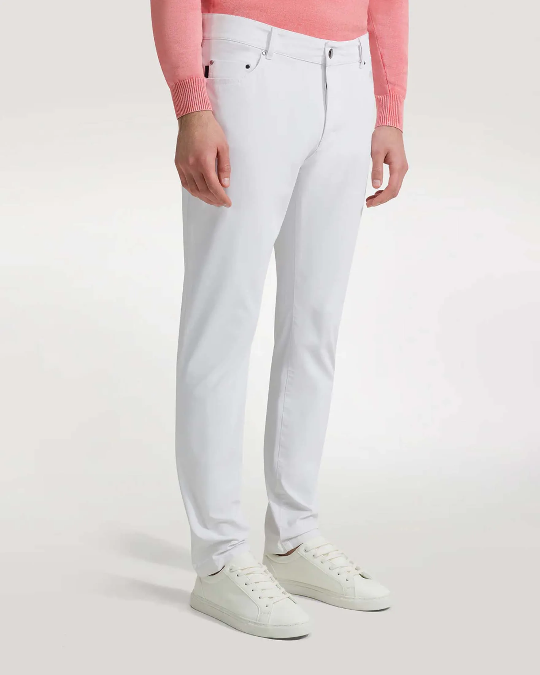 Pantaloni cinque tasche bianco Tecno Wash in tessuto tecnico stretch