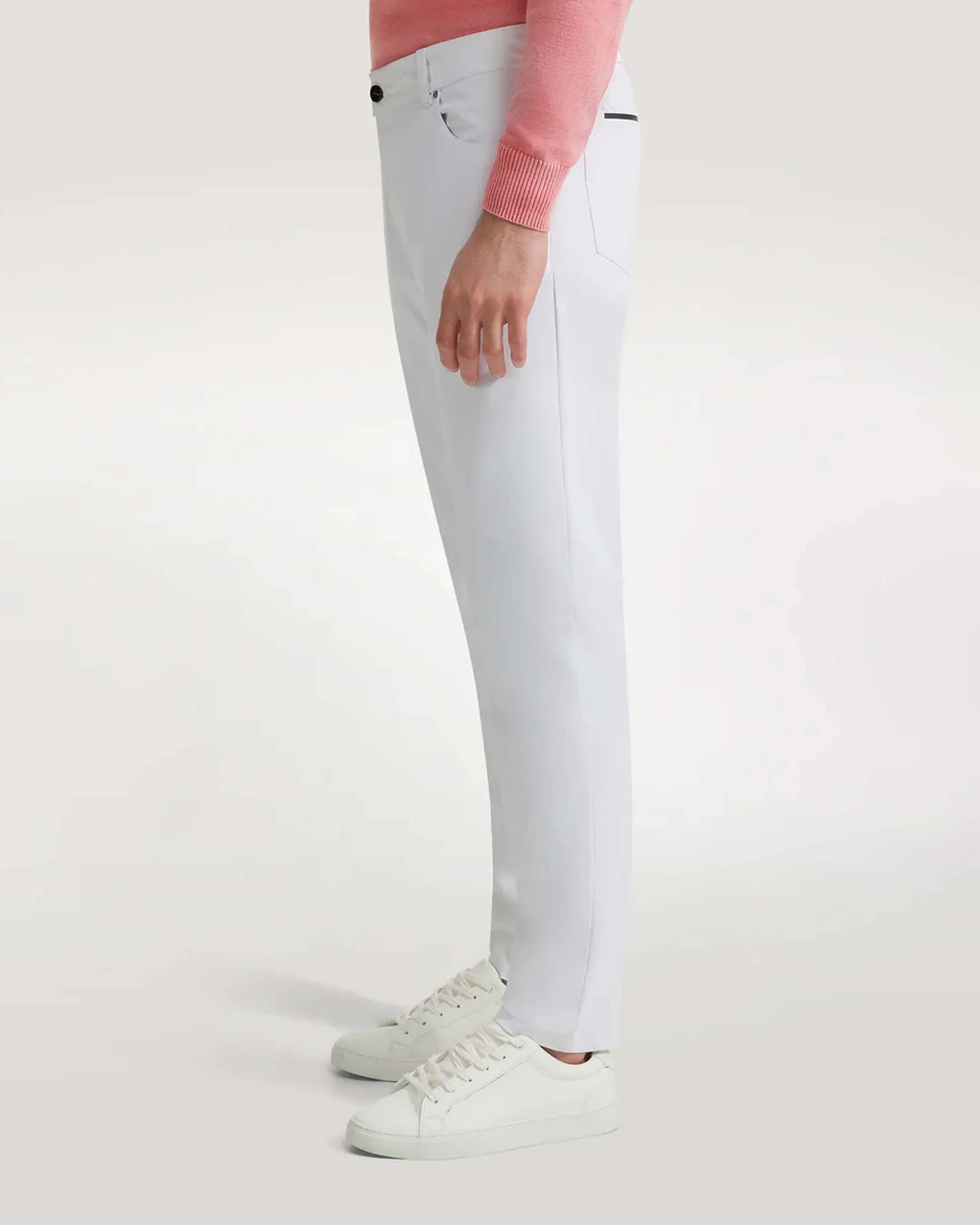 Pantaloni cinque tasche bianco Tecno Wash in tessuto tecnico stretch