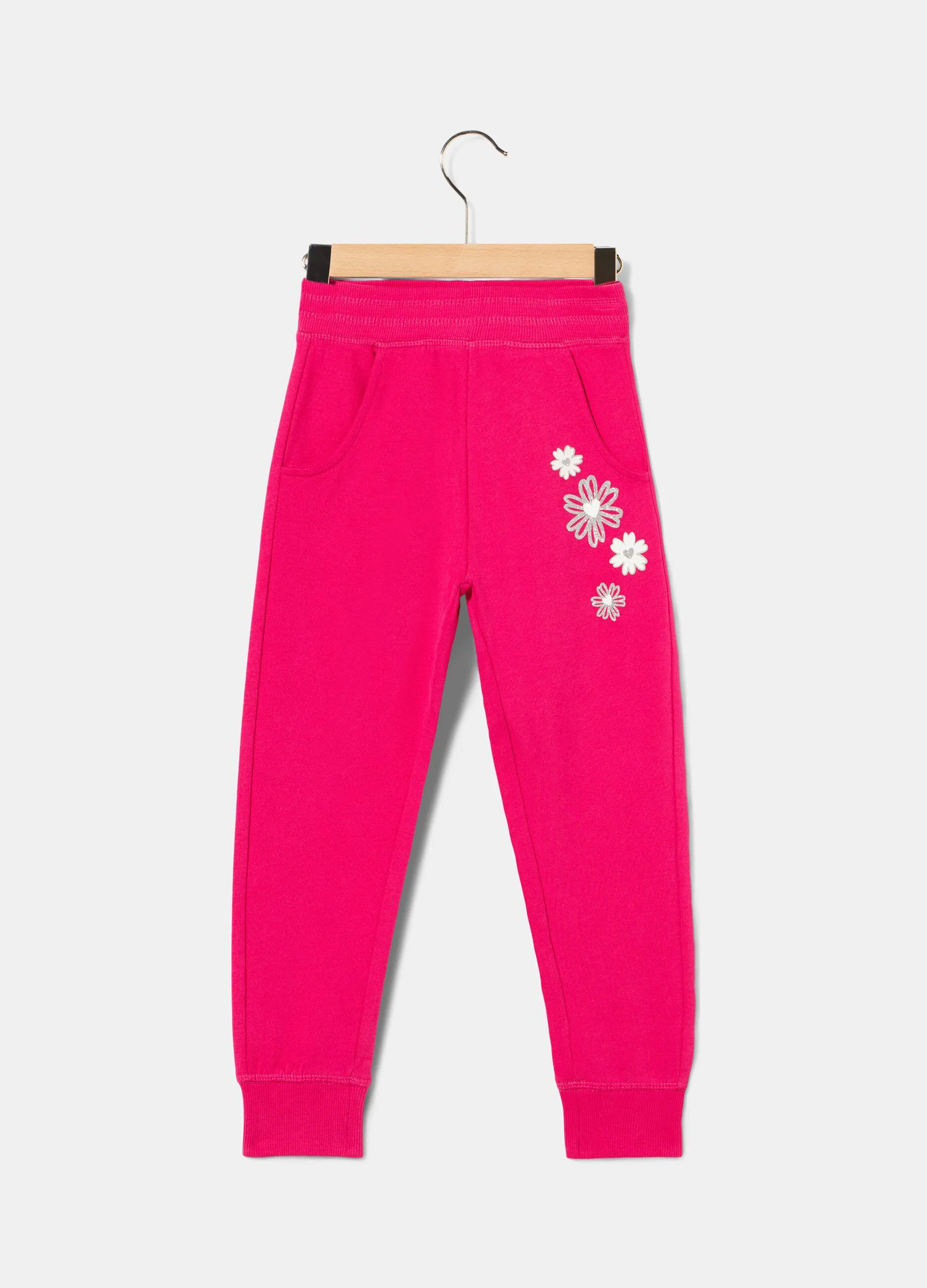 Pantaloni in felpa con stampa glitter bambina
