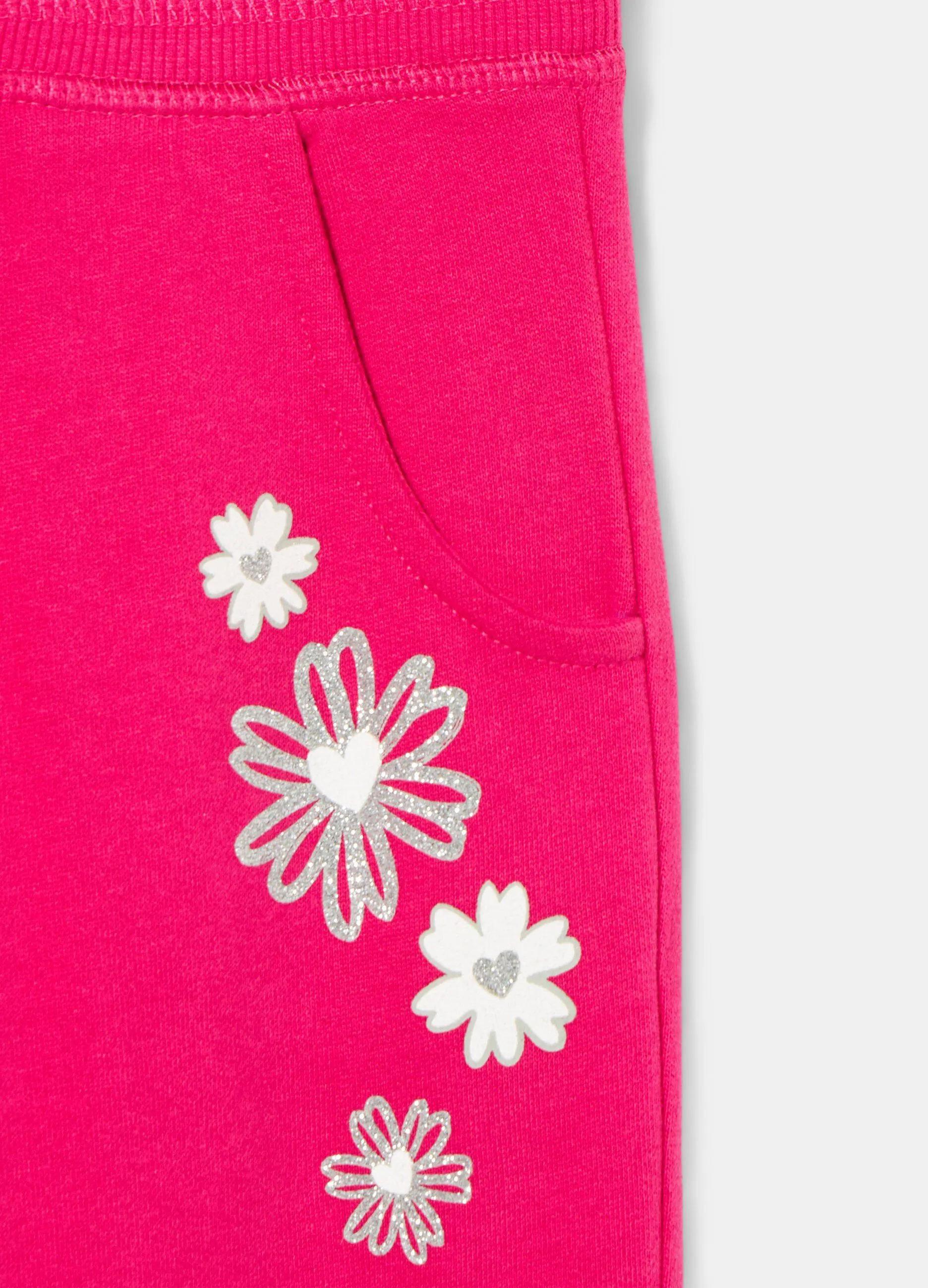 Pantaloni in felpa con stampa glitter bambina