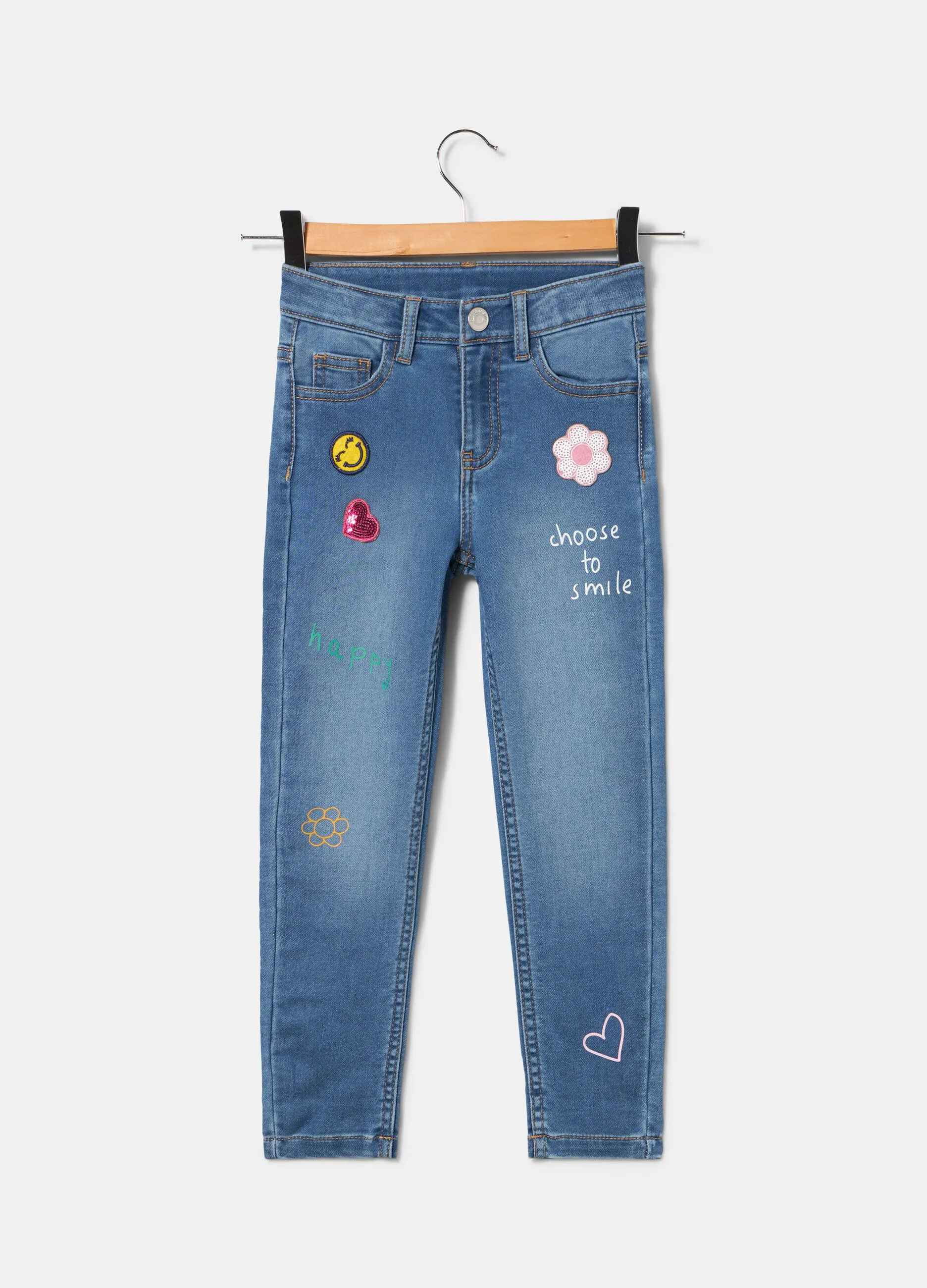 Pantaloni in felpa di cotone con patch bambina