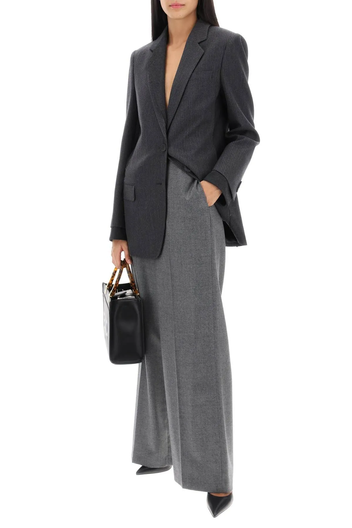 Pantaloni palazzo in lana mélange